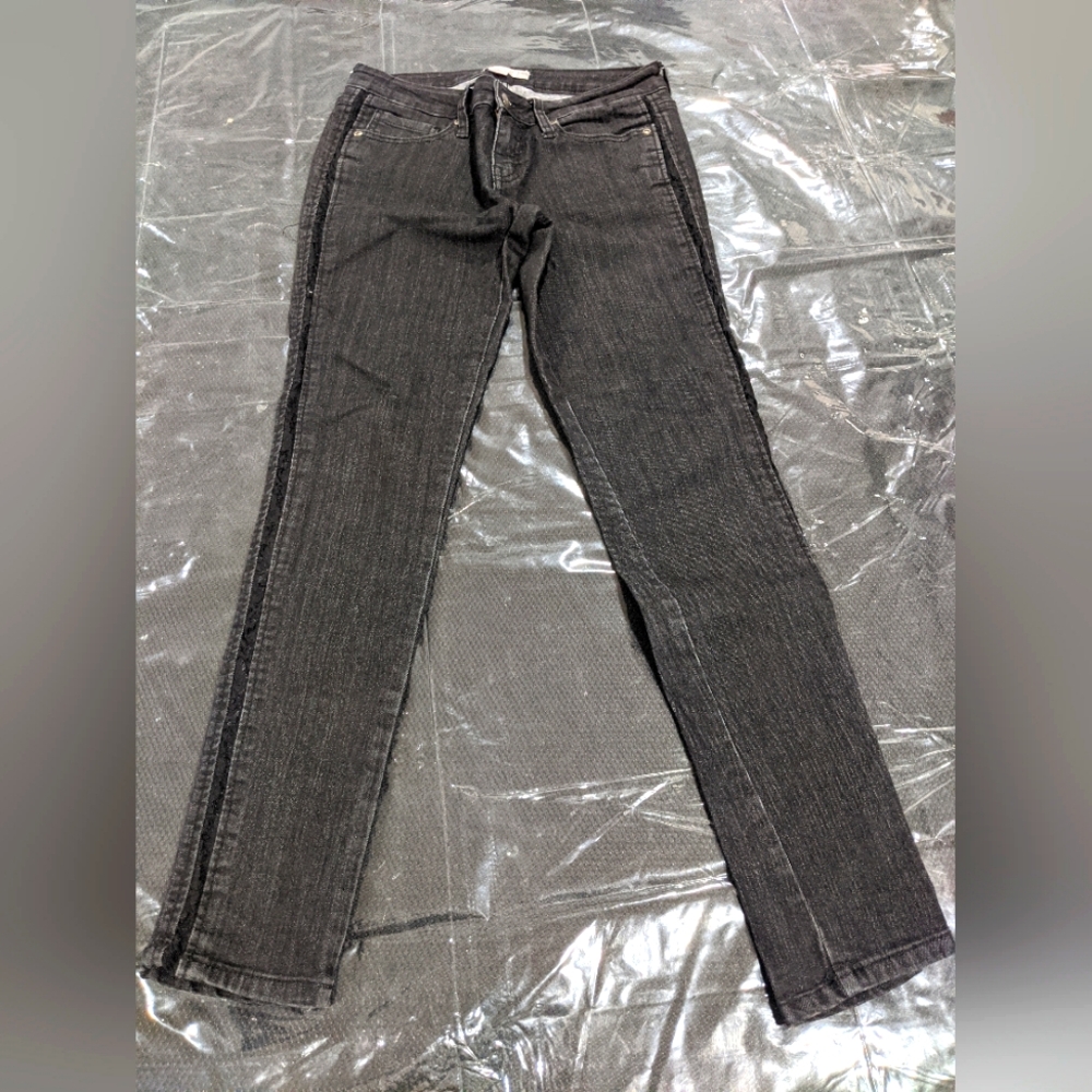 Women's Retro Black Denim Jeans Pants Lace Academia Emo